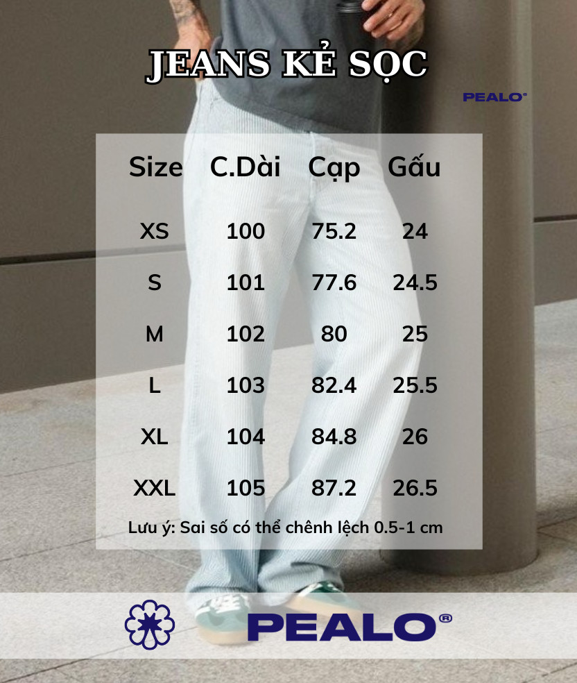 Mô tả Quần Jean Ống Suông PEALO Kẻ Sọc Form Straight Leg - 1