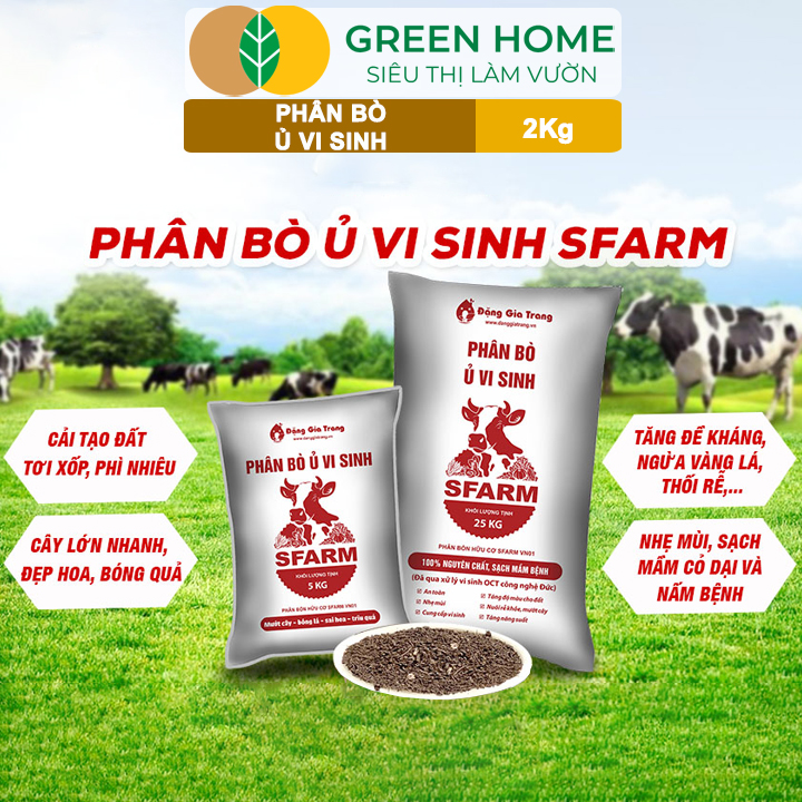Mô tả Phân Bò Ủ Vi Sinh GreenHome, Sfarm, Bao 2kg, Bổ Sung Dinh Dưỡng Đa, Trung, Vi Lượng Và Acid Humic - 4