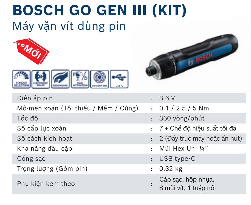Mô tả Máy vặn vít pin Bosch Go 3 - 2
