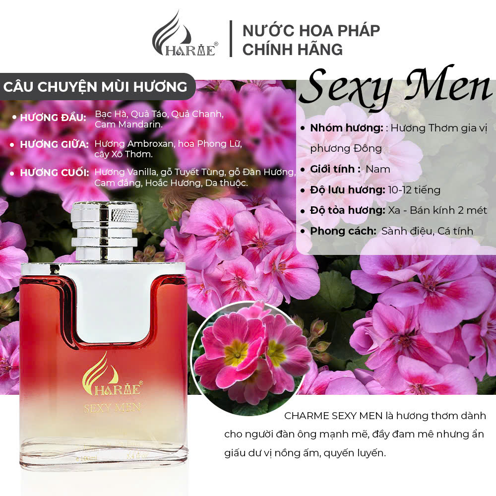 Mô tả Nước Hoa CHARME Chính Hãng 10ml Nam Nữ Lưu Hương Lâu - 1
