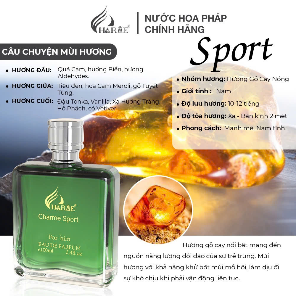 Mô tả Nước Hoa CHARME Chính Hãng 10ml Nam Nữ Lưu Hương Lâu - 2