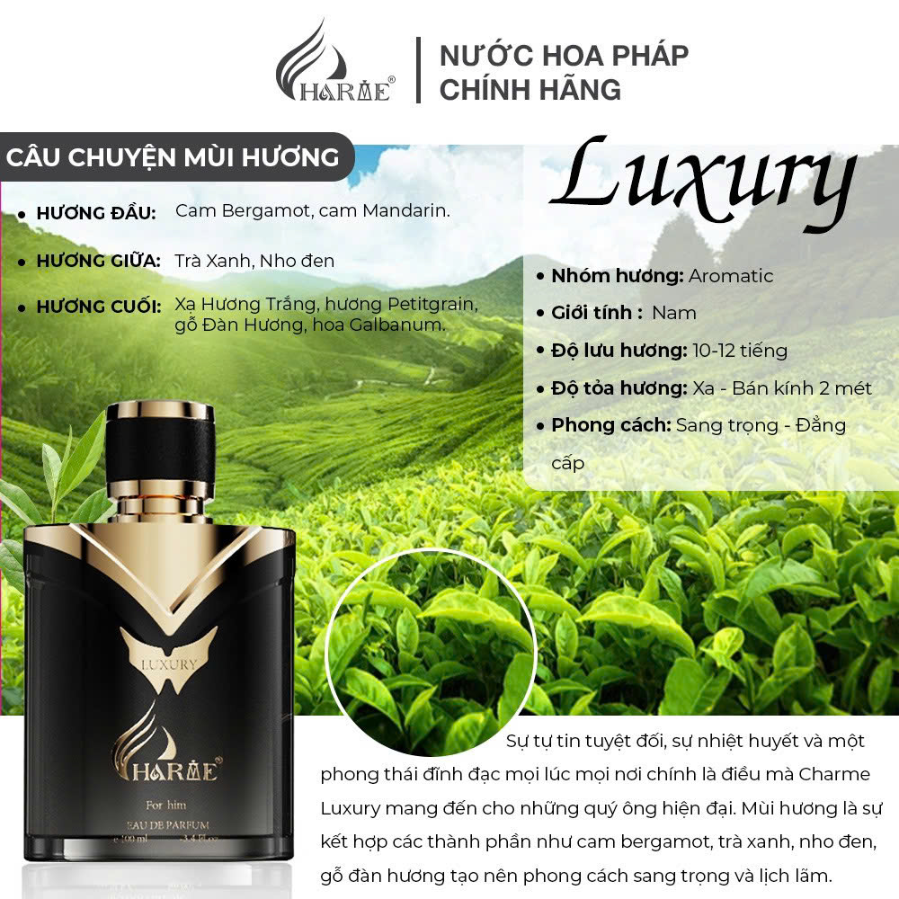 Mô tả Nước Hoa CHARME Chính Hãng 10ml Nam Nữ Lưu Hương Lâu - 3