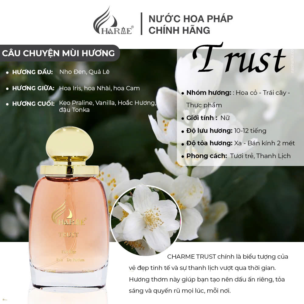 Mô tả Nước Hoa CHARME Chính Hãng 10ml Nam Nữ Lưu Hương Lâu - 4