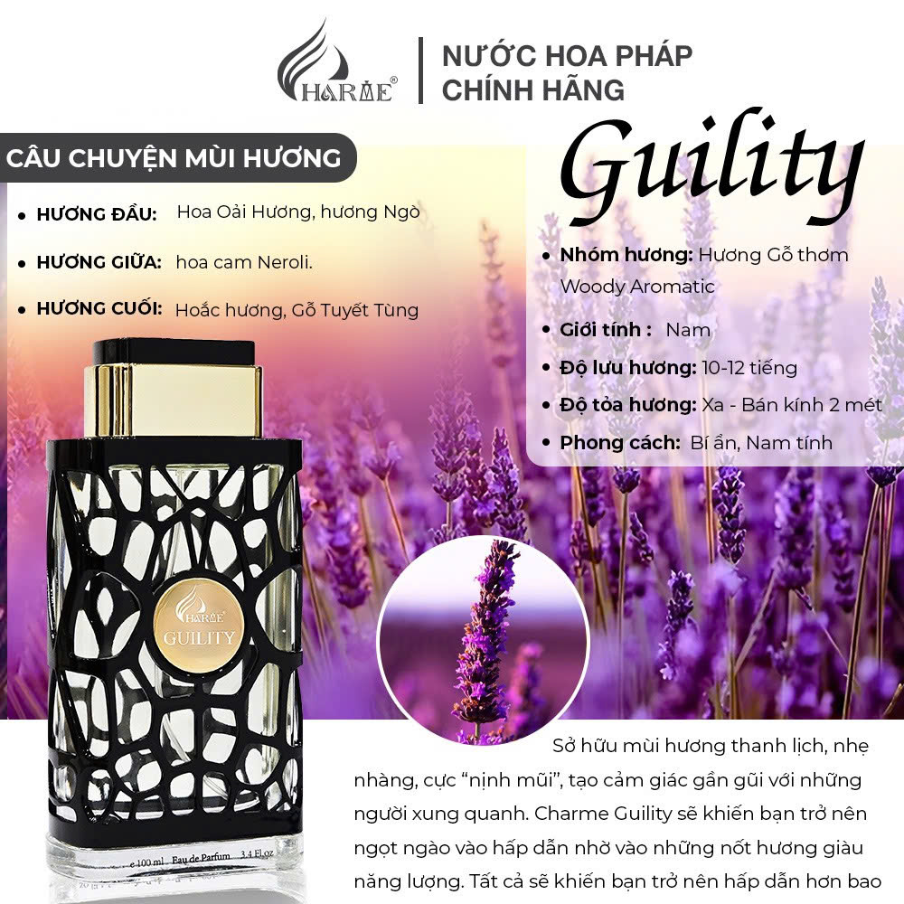 Mô tả Nước Hoa CHARME Chính Hãng 10ml Nam Nữ Lưu Hương Lâu - 6