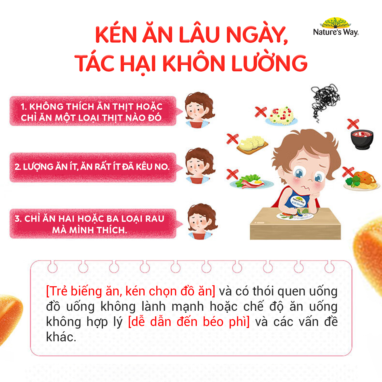 Mô tả Kẹo Dẻo Vi Chất Cho Bé Nature's Way Kids Smart Vita Gummies Multi Vitamin Fussy Eaters, Hỗ Trợ Tăng Sức Đề Kháng 60v/h - 5