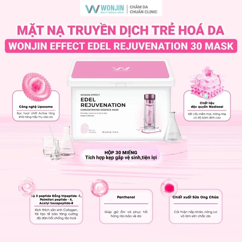 Mô tả Mặt Nạ Dưỡng Sáng, Chống Lão Hoá Da Wonjin Effect Glutathione Concentrated Essence Mask - 3