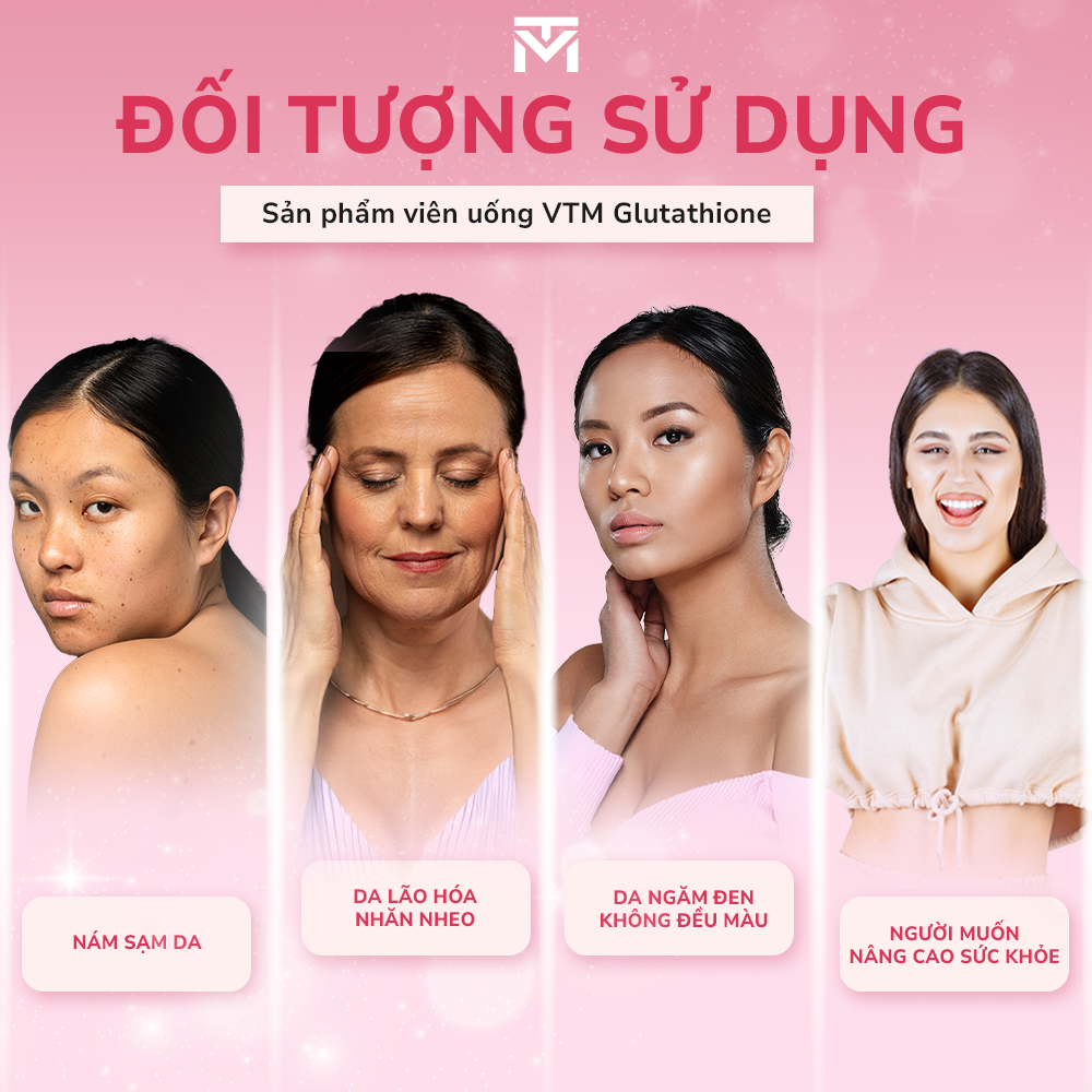 Mô tả Viên uống VTM Glutathione hỗ trợ làm sáng da, hỗ trợ giảm triệu chứng khô da, nhăn da, nám da - hộp 30 ngày - 5