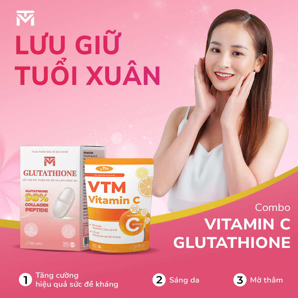 Mô tả Viên uống VTM Glutathione hỗ trợ làm sáng da, hỗ trợ giảm triệu chứng khô da, nhăn da, nám da - hộp 30 ngày - 4