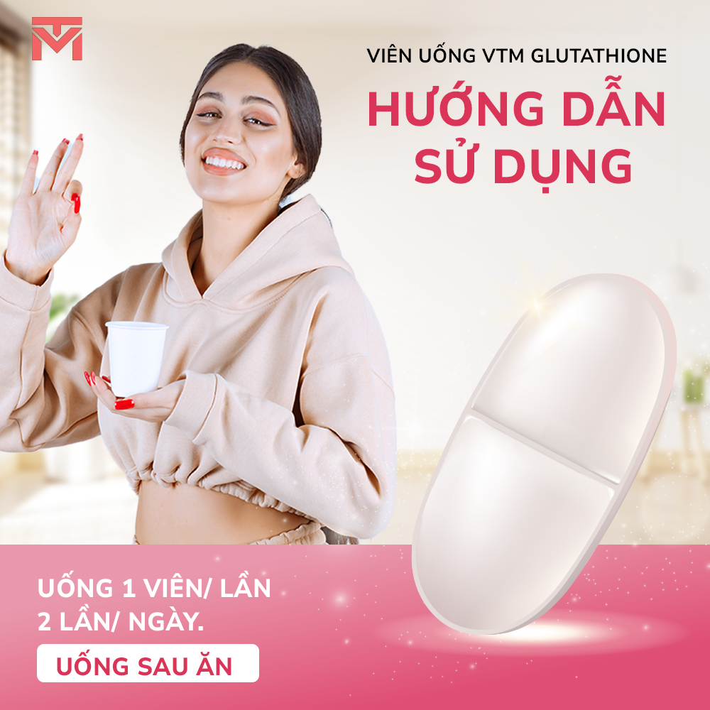Mô tả Viên uống VTM Glutathione hỗ trợ làm sáng da, hỗ trợ giảm triệu chứng khô da, nhăn da, nám da - hộp 30 ngày - 6