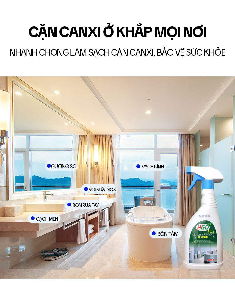 Tẩy cặn canxi trên kính với HGO PLUS