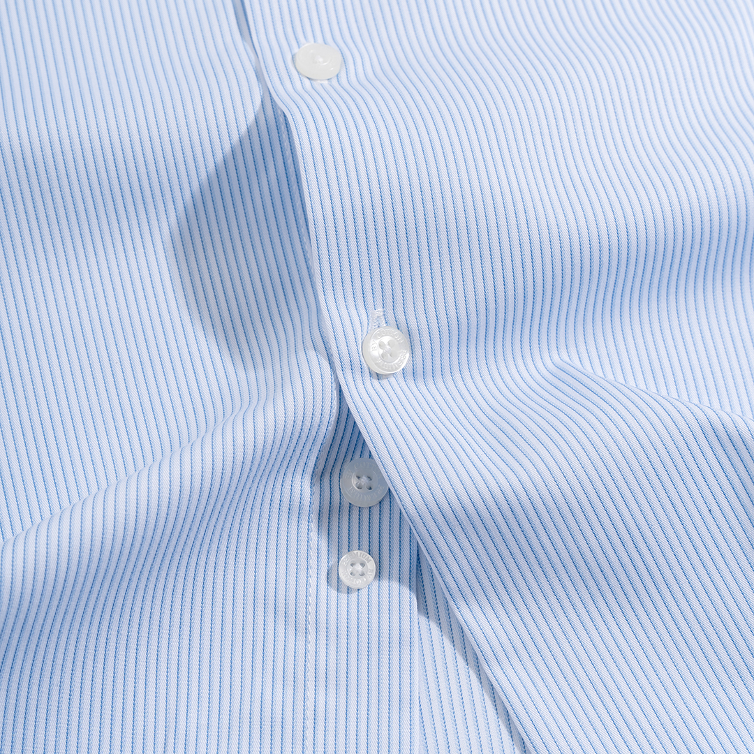 Mô tả Áo Sơ Mi Nam Dài Tay By Cotton Cao Cấp Sơ Mi Công Sở Nam Cotton Phối Sọc Nhuyễn Xanh & Gân Trắng - 3
