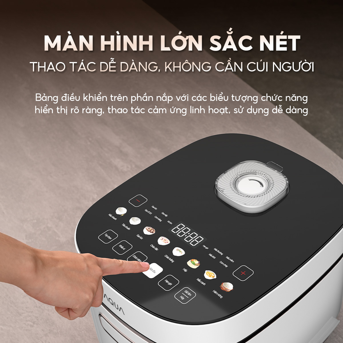 Mô tả Nồi cơm cao tần AQUA RIH401R 1.5L, điều khiển cảm ứng 8 chế độ nấu, hẹn giờ 24 tiếng - 4