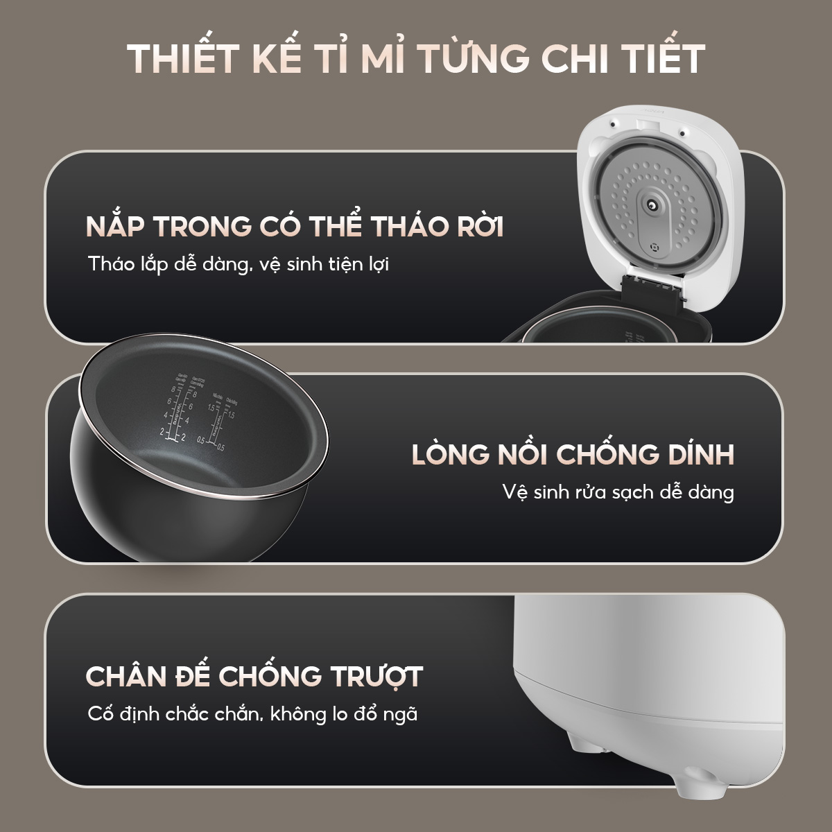 Mô tả Nồi cơm cao tần AQUA RIH401R 1.5L, điều khiển cảm ứng 8 chế độ nấu, hẹn giờ 24 tiếng - 10