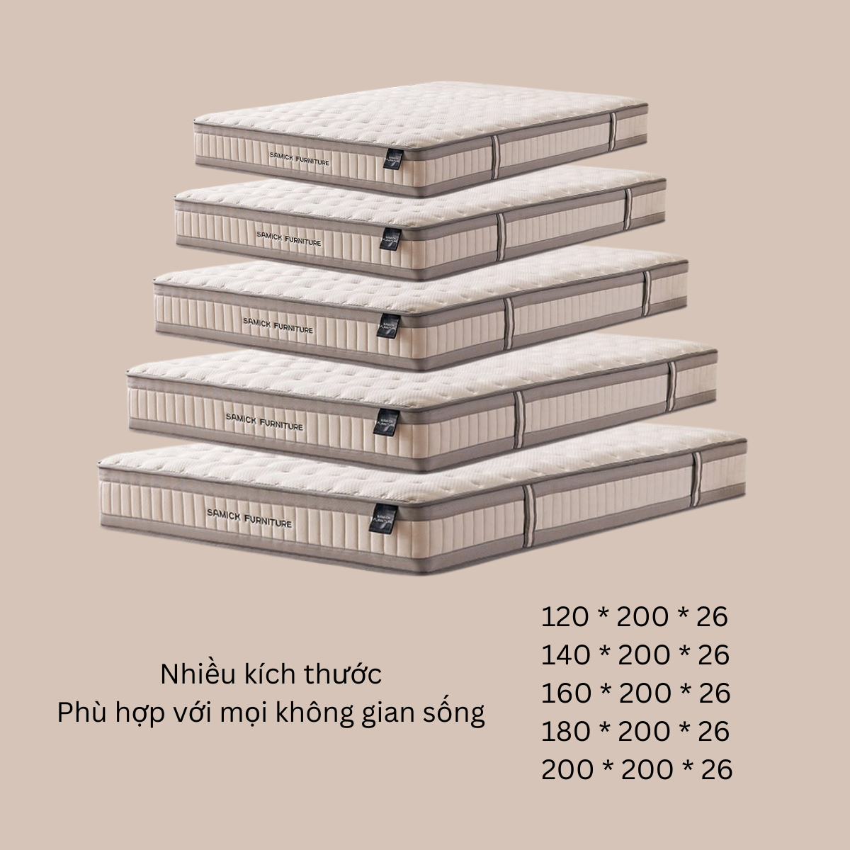 Mô tả NỆM LÒ XO TÚI HÚT CHÂN KHÔNG Cao Cấp SAMICK REST DEEP BASIC Cao 26cm  - Nâng đỡ cơ thể - 7