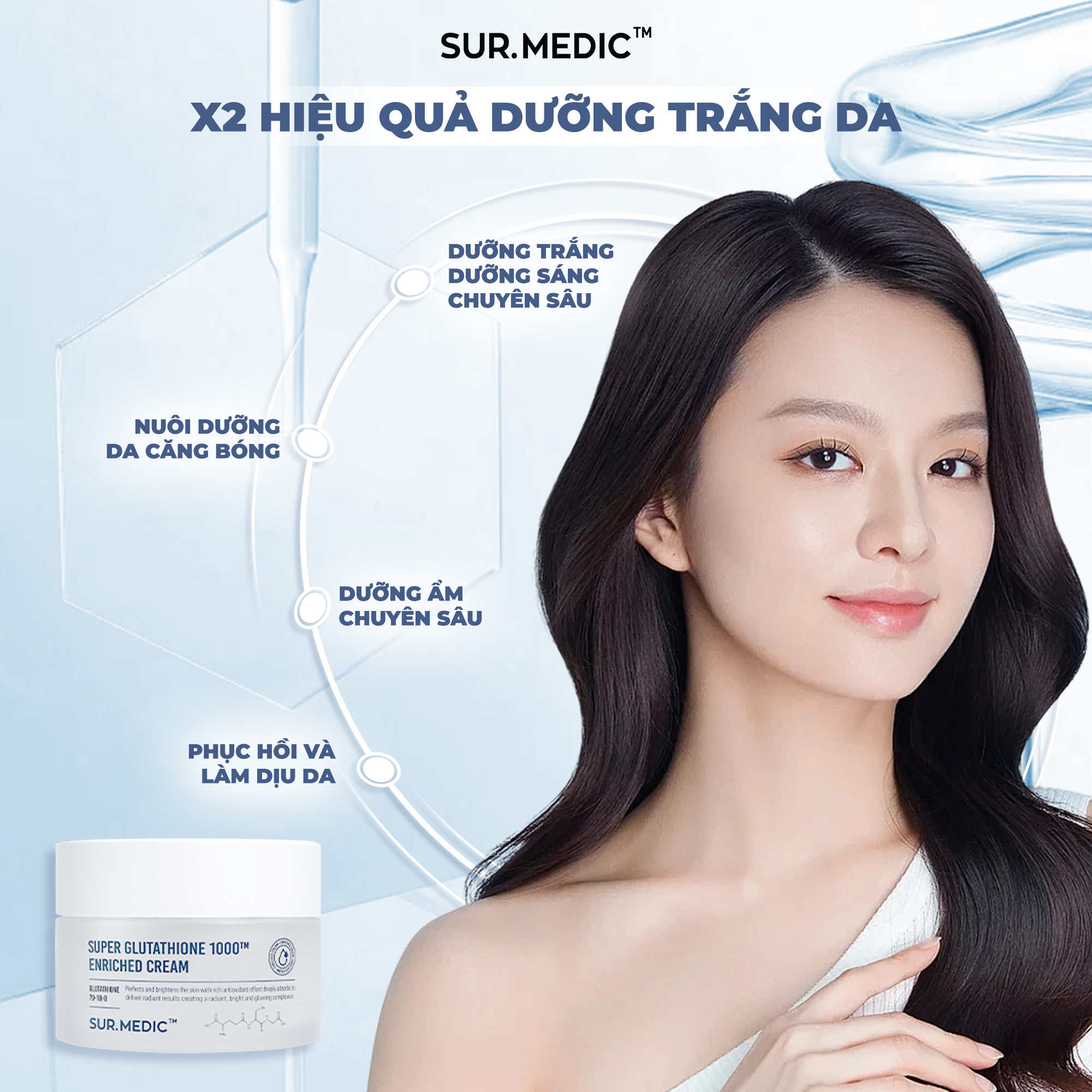 Mô tả Kem Dưỡng Trắng Căng Bóng Da SUR.MEDIC Super Glutathione Enriched Cream 50ml - 2