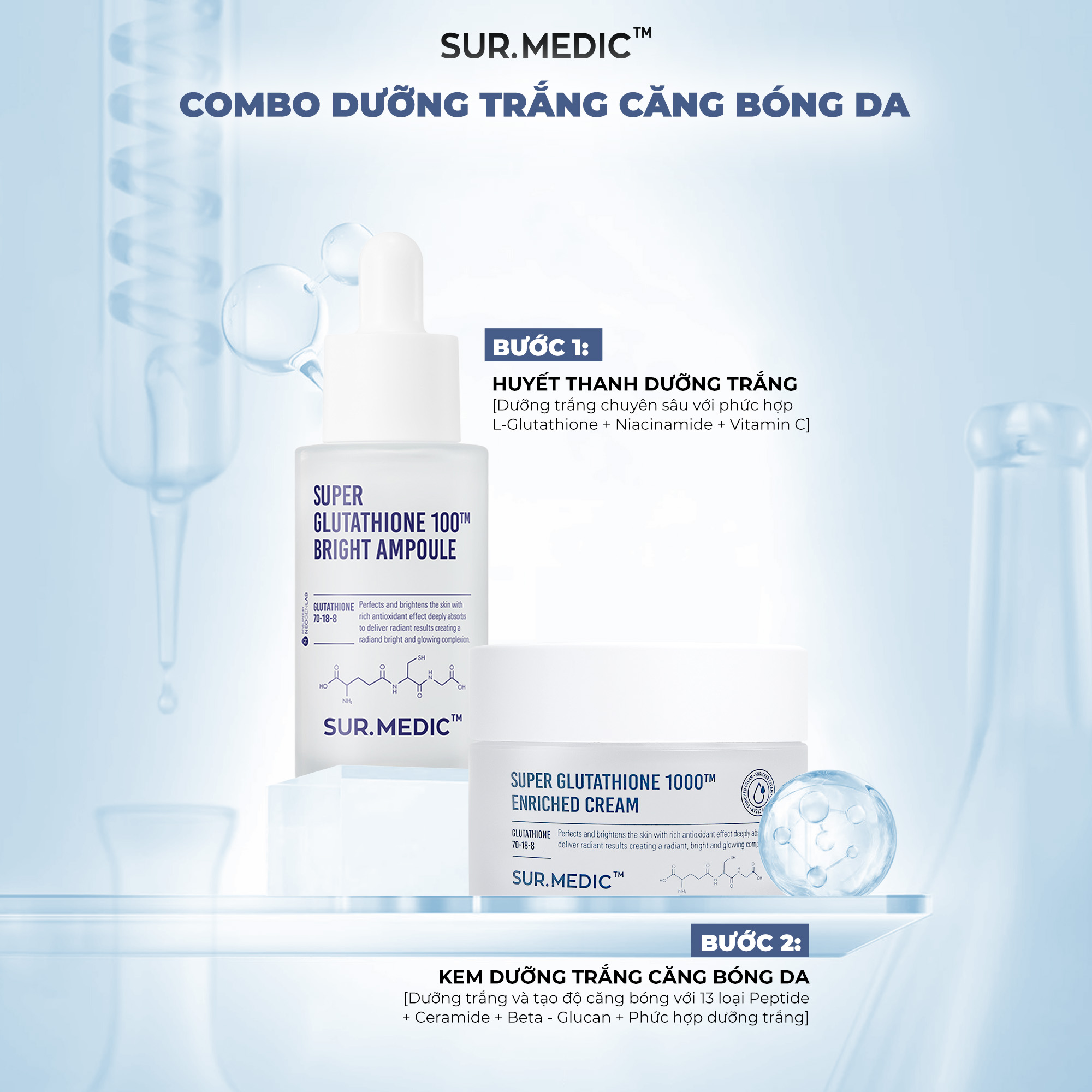 Mô tả Huyết Thanh Dưỡng Trắng SUR.MEDIC Super Glutathione Bright Ampoule 32ml - 5