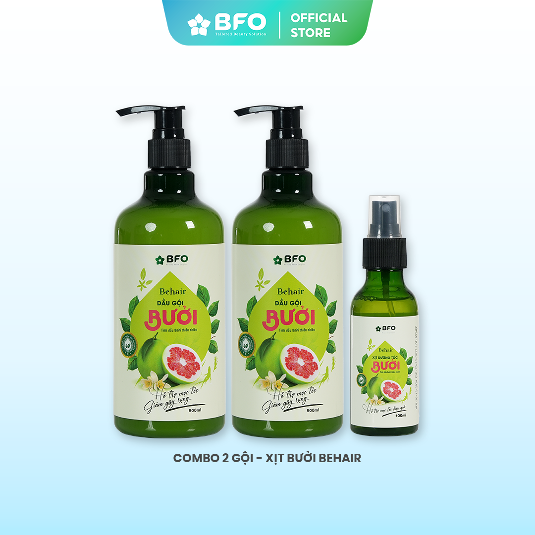 Mô tả Combo 2 Dầu Gội Tinh Dầu Bưởi Mọc Tóc Phục Hồi Tóc BFO Behair 500ml - 1