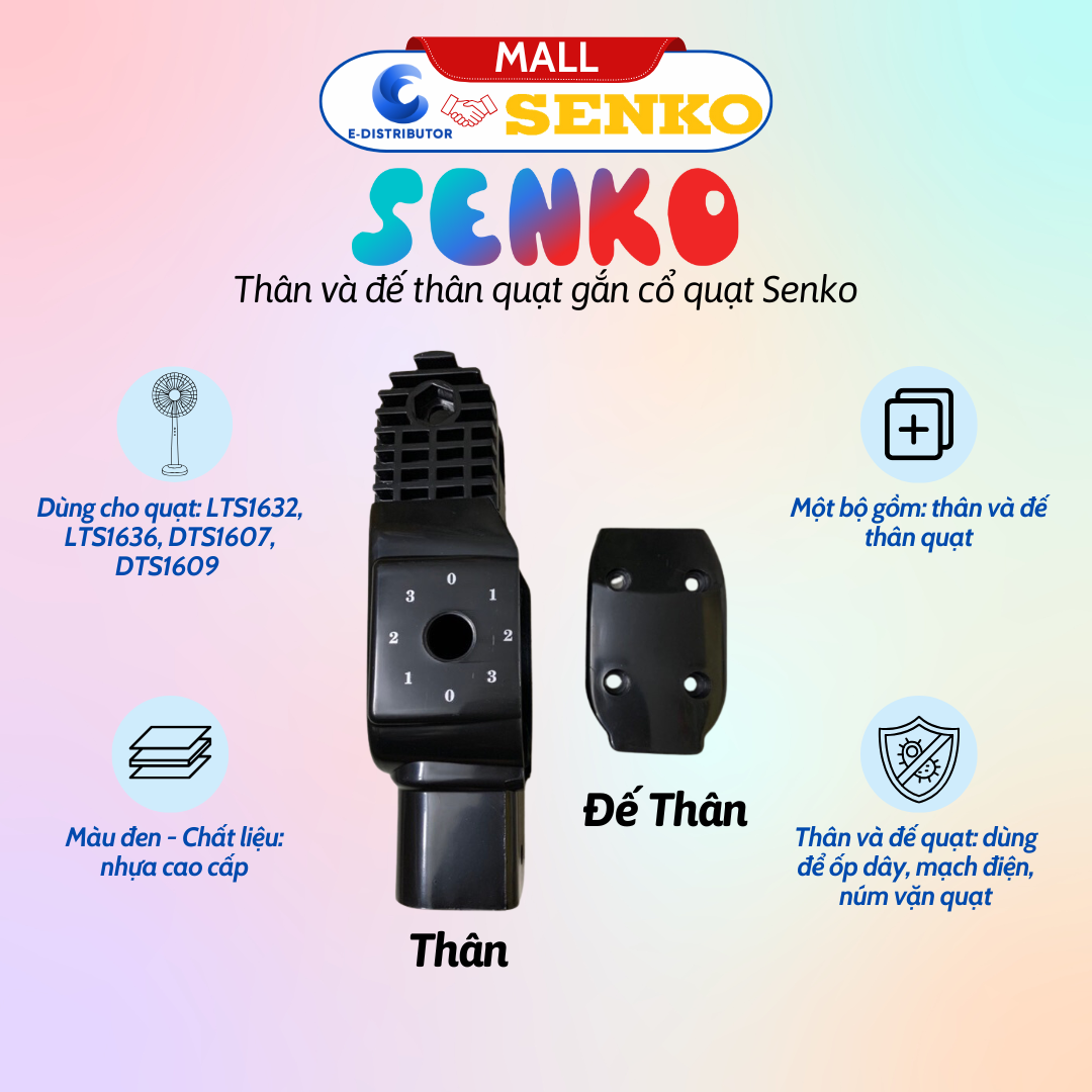 Mô tả Thân và đế thân quạt thay thế của quạt Senko LTS1636/LTS1632/DTS1607(mã mới) - Hàng chính hãng - 1
