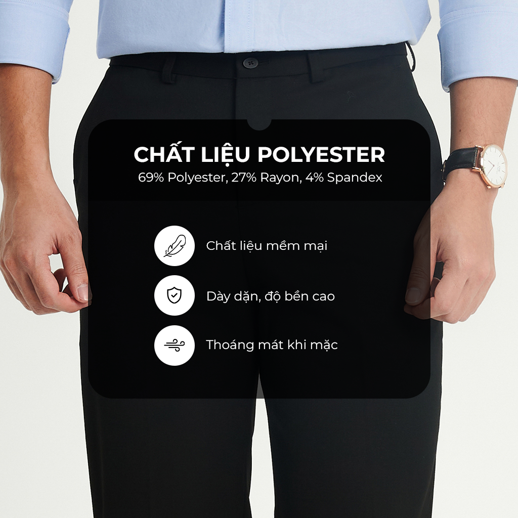 Mô tả Quần Âu Nam KRIK Form Carrot Chất Liệu Polyester Thiết kế Trẻ Trung Lịch Lãm QA7122 - 1