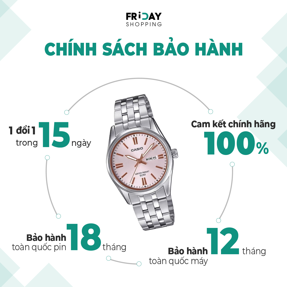 Mô tả Đồng Hồ Casio Nữ LTP-1335D-4AVDF Mặt Hồng Dây Kim Loại Chính Hãng - 3