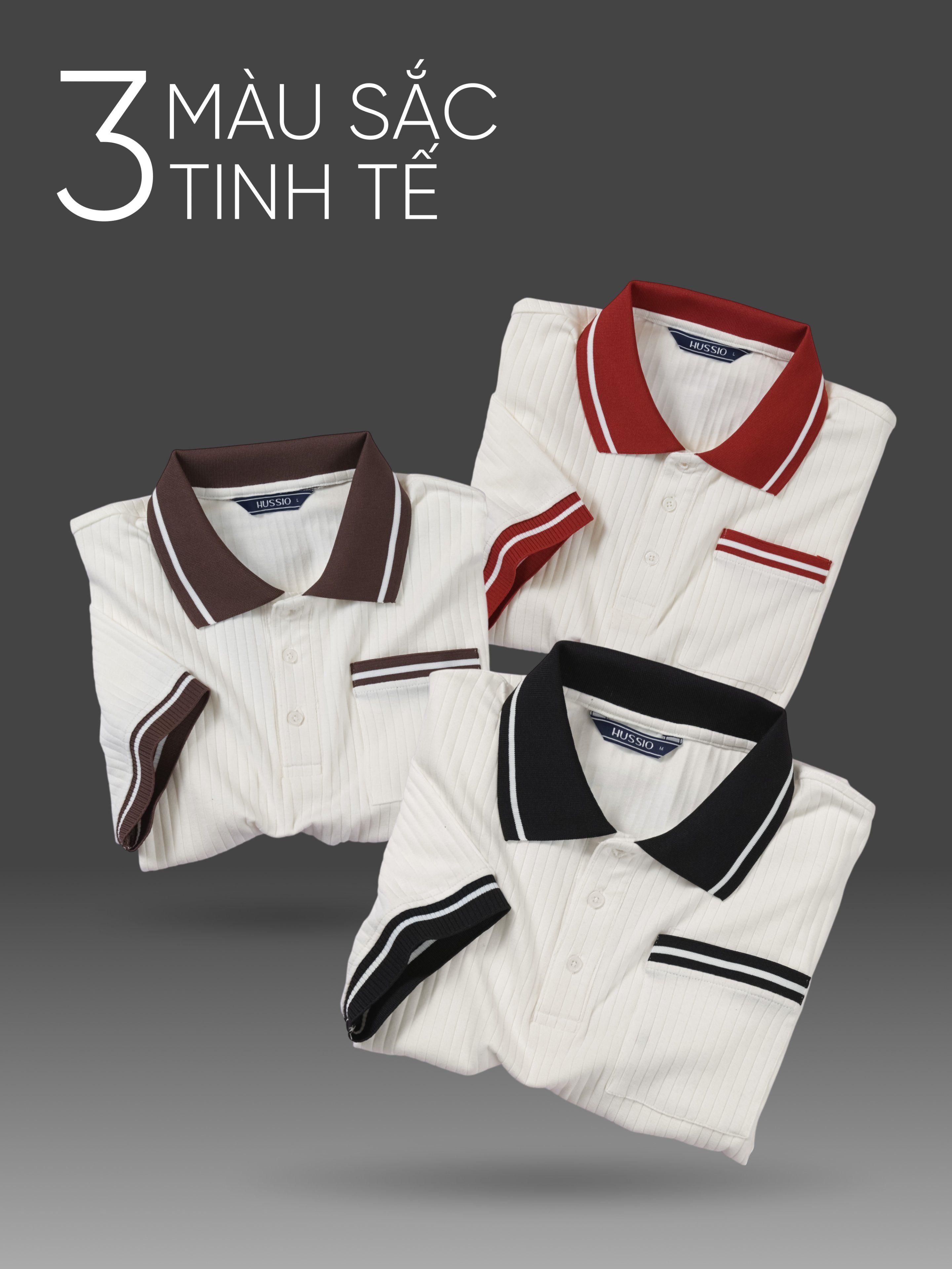 Mô tả Áo polo nam PARADO vải thun gân thoáng mát, co dãn tốt, tôn dáng, che khuyết điểm - HUSSIO - 7