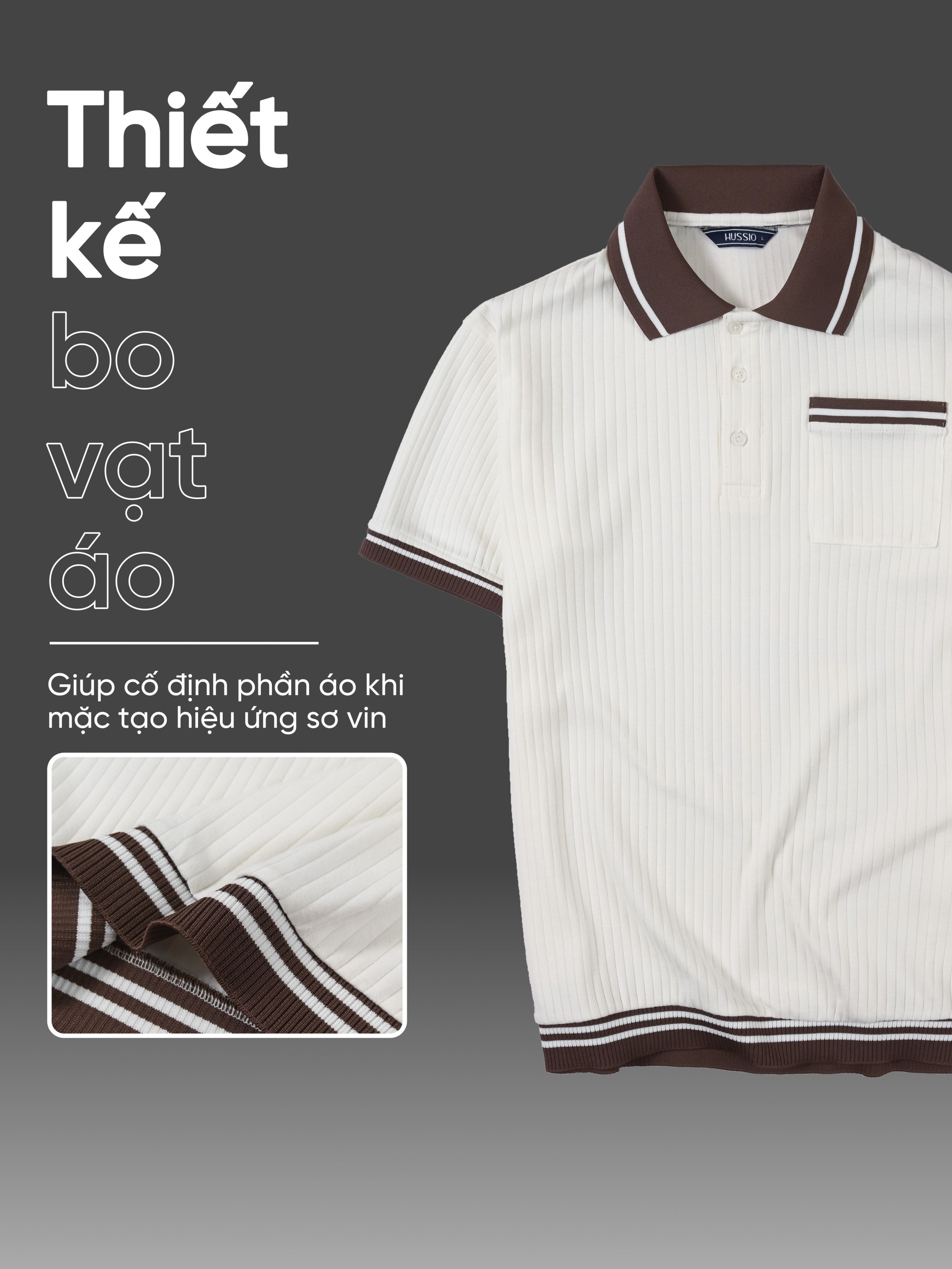 Mô tả Áo polo nam PARADO vải thun gân thoáng mát, co dãn tốt, tôn dáng, che khuyết điểm - HUSSIO - 5