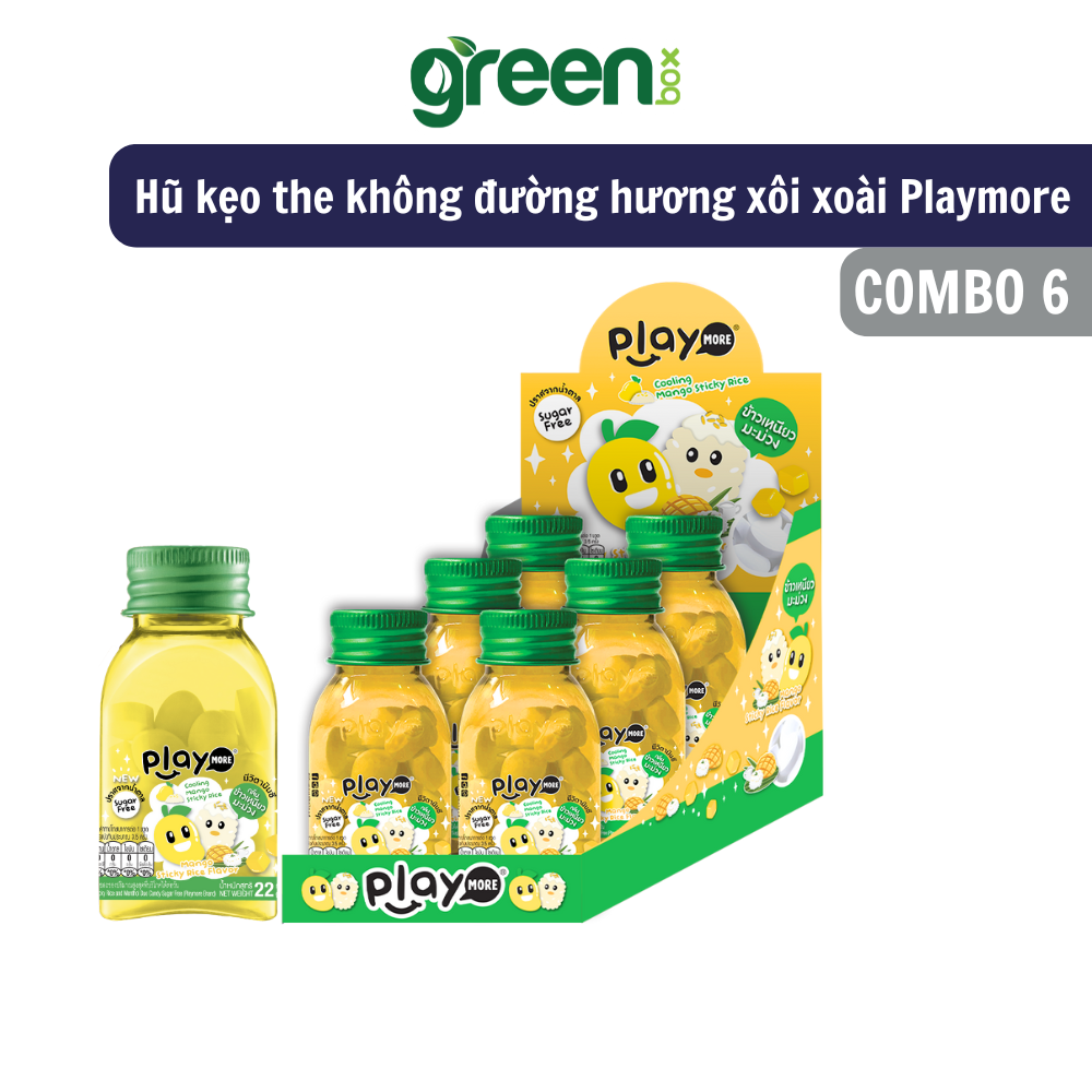 Mô tả Combo 6 hũ kẹo the không đường hương xôi xoài Playmore 22g - 1