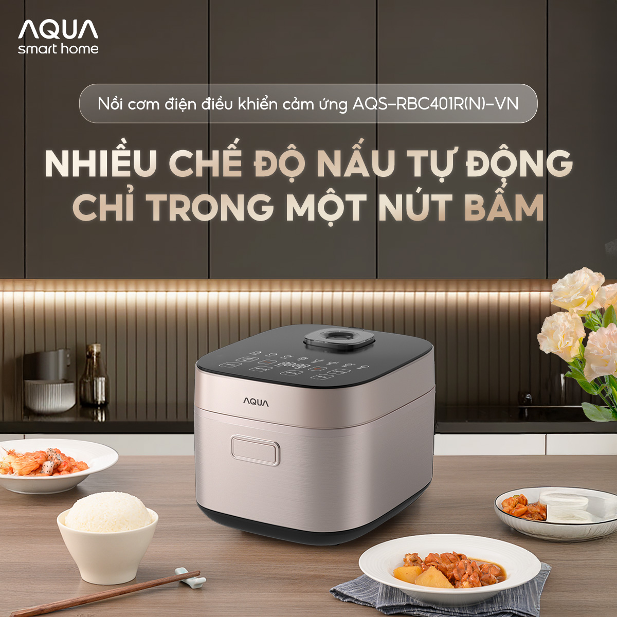 Mô tả Nồi cơm điện tử AQUA RBC401R 1.5L, điều khiển cảm ứng 10 chế độ nấu, hẹn giờ 24 tiếng - 1