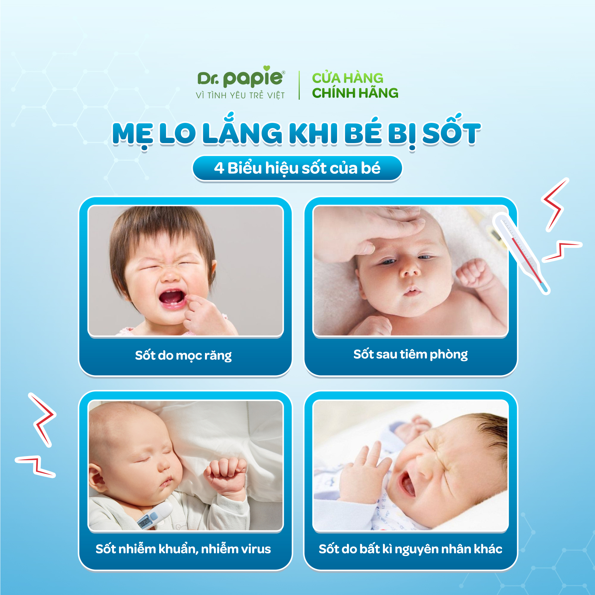 Mô tả Khăn Hạ Sốt Dr.Papie 3mo+ Hạ sốt Vật lý Chuẩn Nhi Khoa, Ngăn Ngừa Co Giật Cho Bé Hộp 5 Gói x 5 Khăn/Gói - 4