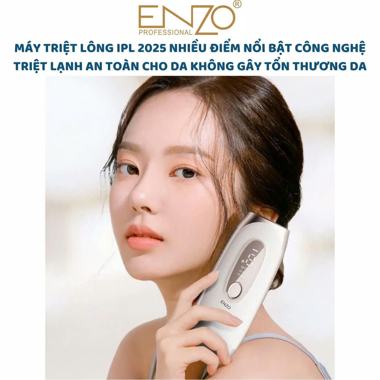 Mô tả Máy triệt lông lạnh IPL Sapphire Cooling ENZO triệt lông vĩnh viễn tại nhà,9 cấp độ,công nghệ triệt lạnh an toàn cho da - 1
