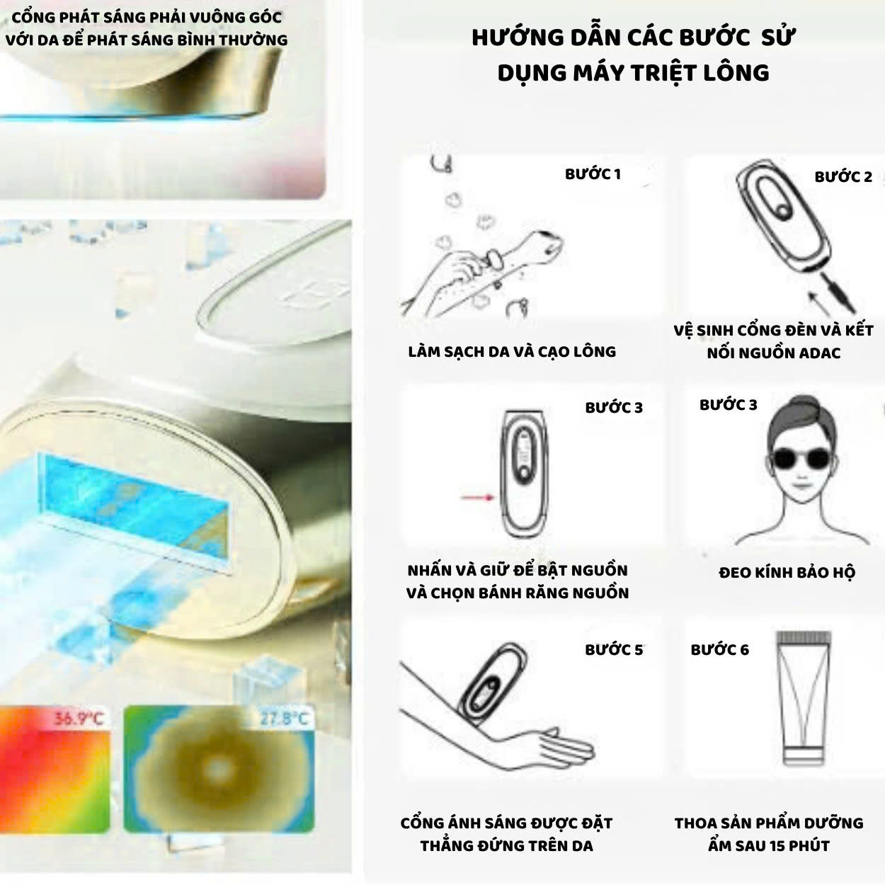 Mô tả Máy triệt lông lạnh IPL Sapphire Cooling ENZO triệt lông vĩnh viễn tại nhà,9 cấp độ,công nghệ triệt lạnh an toàn cho da - 9