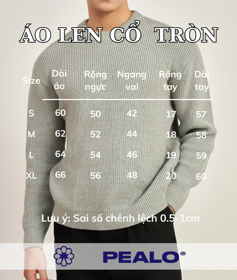 Mô tả Áo len cổ tròn dài tay PEALO form Relax chất liệu len cao cấp - 1