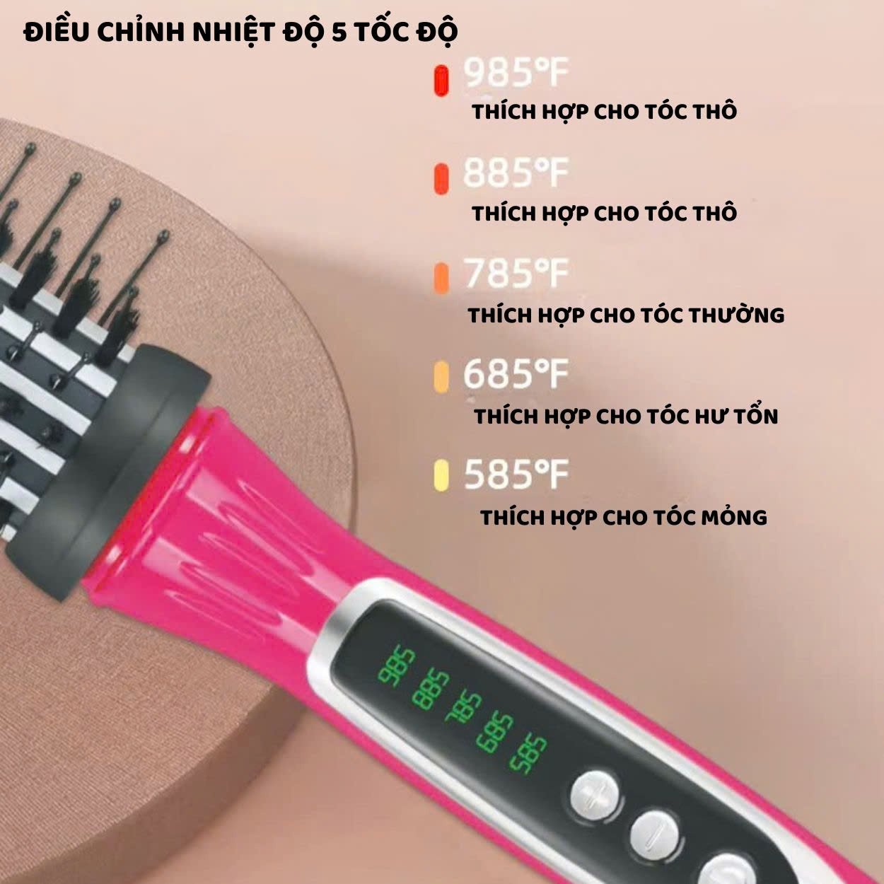 Mô tả Lược điện chải tóc ENZO 2229 cao cấp tạo kiểu đa năng 3 trong 1 uốn xoăn,duỗi thẳng,uốn cụp,ion âm bảo vệ tóc - 4