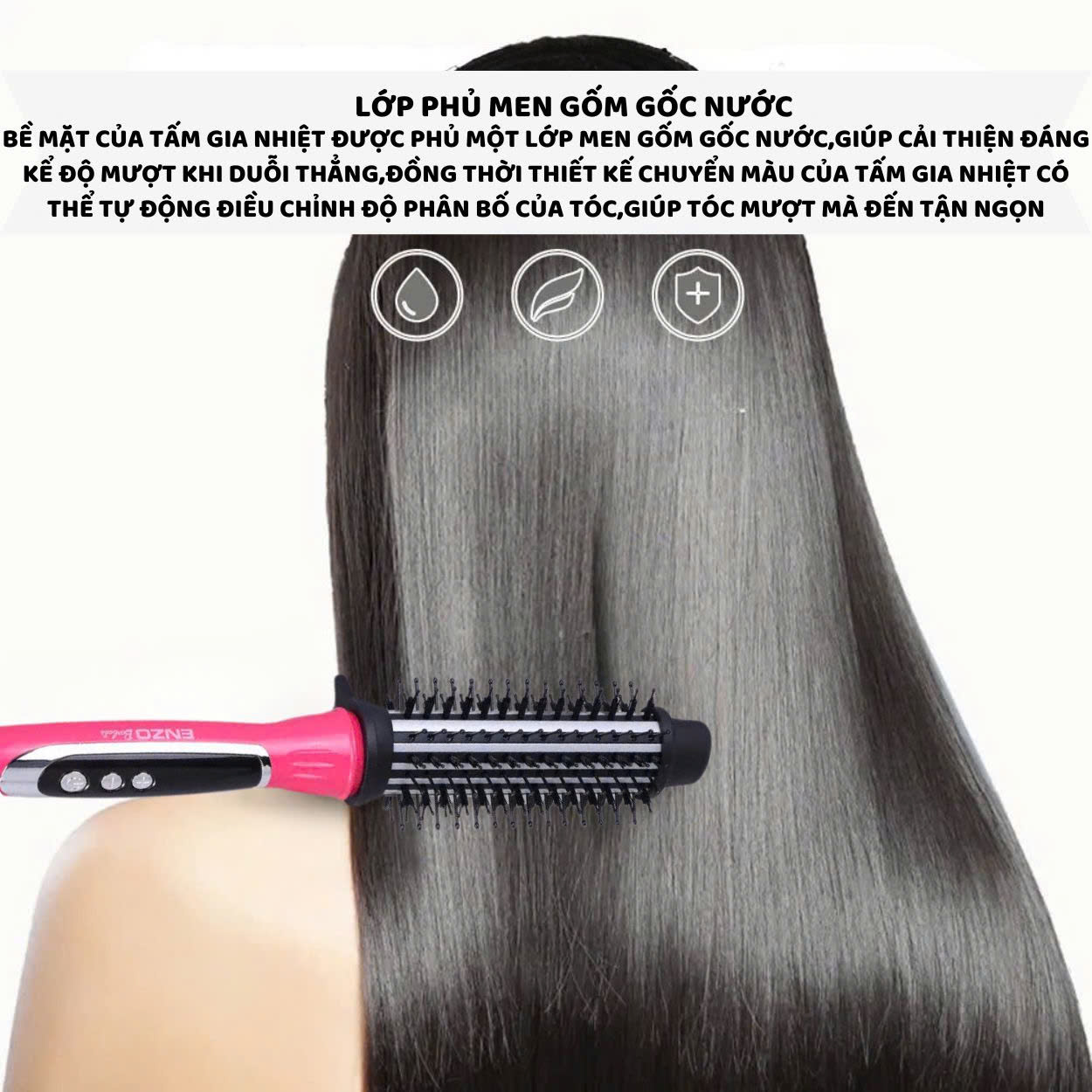Mô tả Lược điện chải tóc ENZO 2229 cao cấp tạo kiểu đa năng 3 trong 1 uốn xoăn,duỗi thẳng,uốn cụp,ion âm bảo vệ tóc - 9