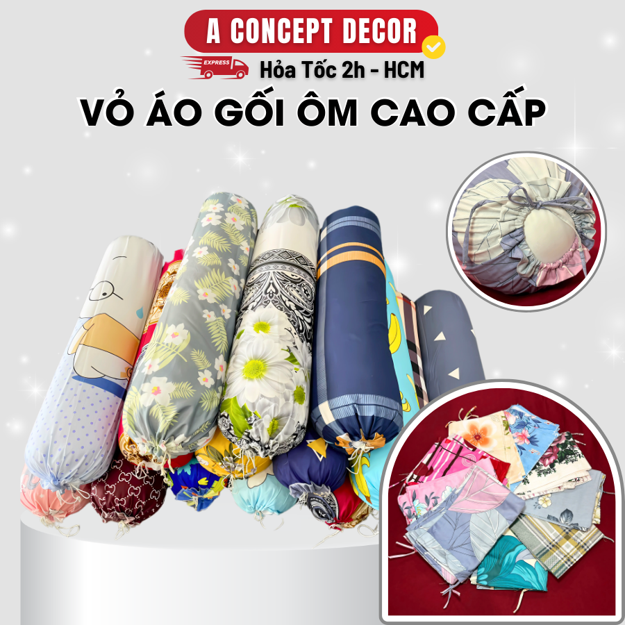 Mô tả Vỏ Áo Gối Ôm Cao Cấp Cotton 100% Chất Liệu Bao Gối Ôm Mềm Mại Thoáng Mát Bọc Gối Nhiều Mẫu Mã Có Dây Rút 2 Đầu 35x100cm - 1