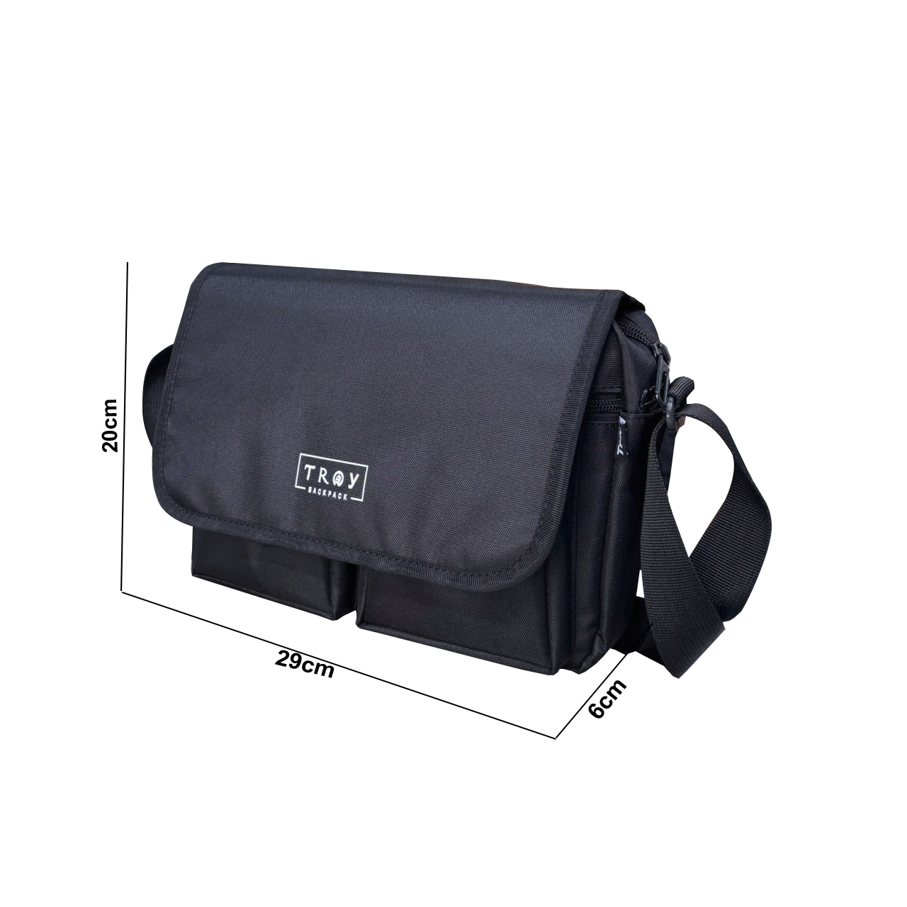 Mô tả Túi đeo chéo nam nữ thời trang TROY IBOX vải bố chống thấm nước, size 29 x 20 x 6cm nhiều ngăn - 3