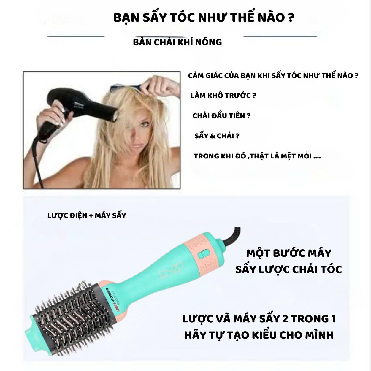 Mô tả Lược điện ENZO 4134 Thương hiệu ITALIA lược tròn tạo kiểu tóc chuyên nghiệp 4 trong 1 chải tóc thổi khí nóng - 2