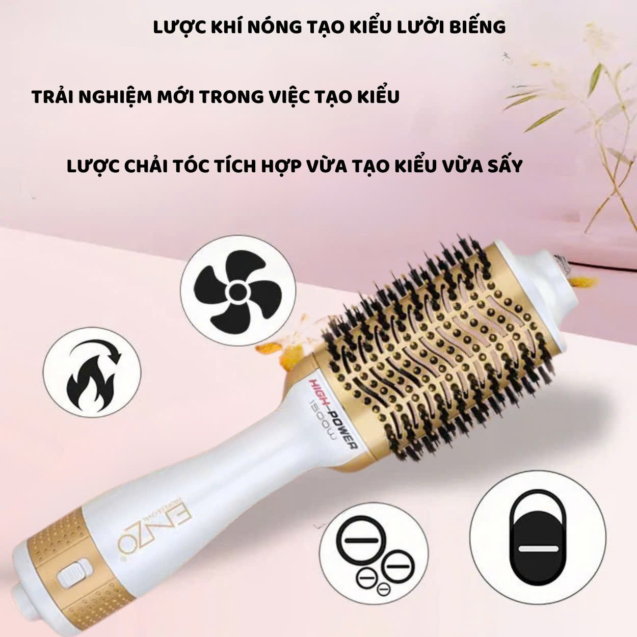 Mô tả Lược điện ENZO 4134 Thương hiệu ITALIA lược tròn tạo kiểu tóc chuyên nghiệp 4 trong 1 chải tóc thổi khí nóng - 8