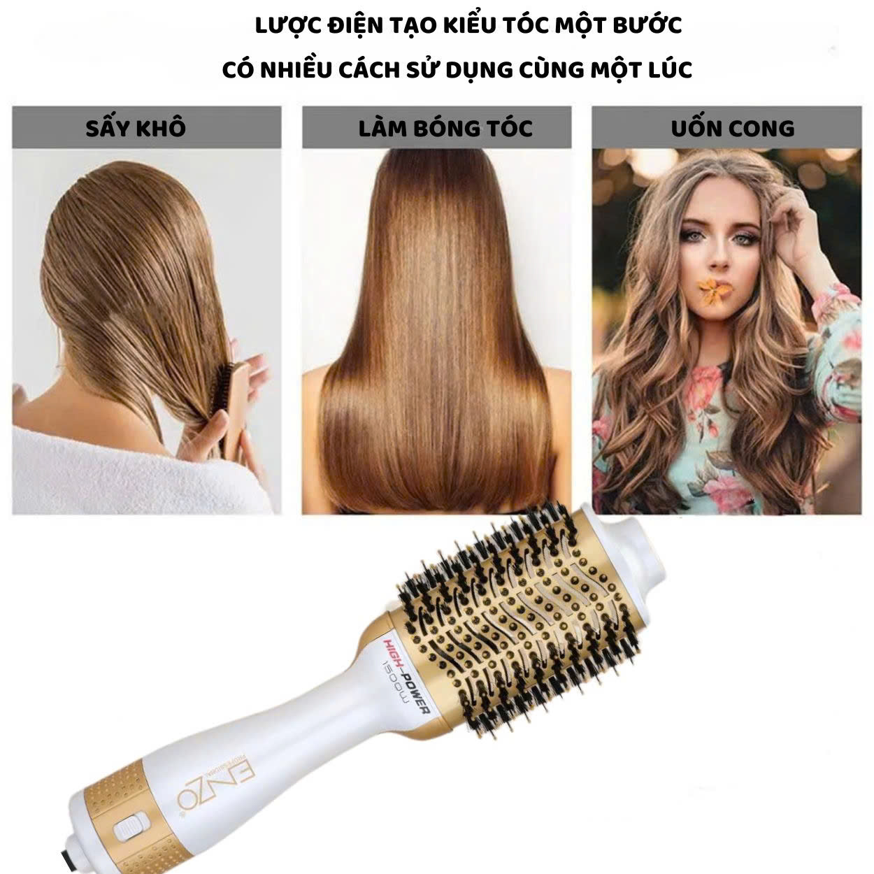 Mô tả Lược điện ENZO 4134 Thương hiệu ITALIA lược tròn tạo kiểu tóc chuyên nghiệp 4 trong 1 chải tóc thổi khí nóng - 6