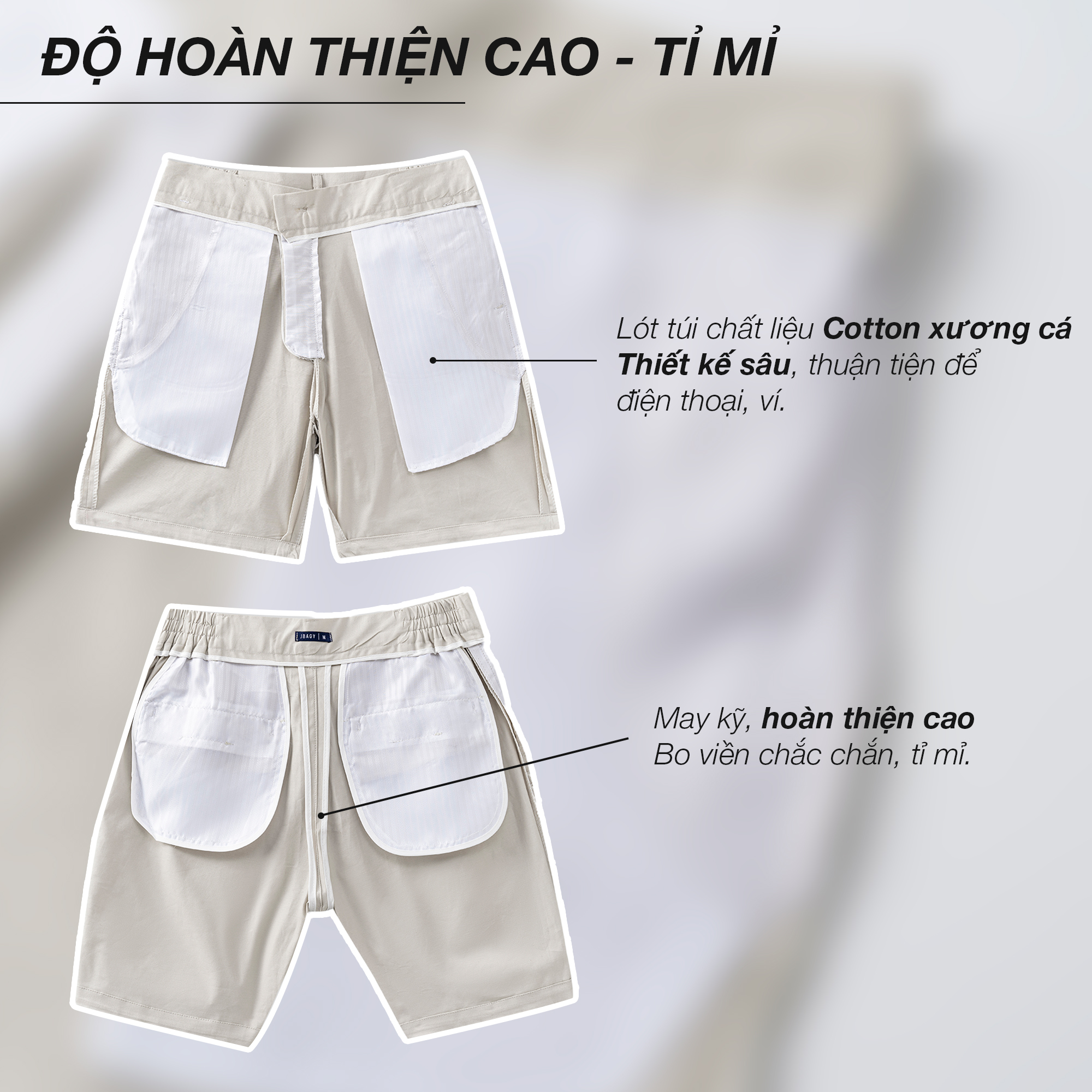 Mô tả Quần short nam JBAGY vải kaki cotton, ống lửng ngắn vải Kaki co giãn 2 chiều - JN2401 - 4