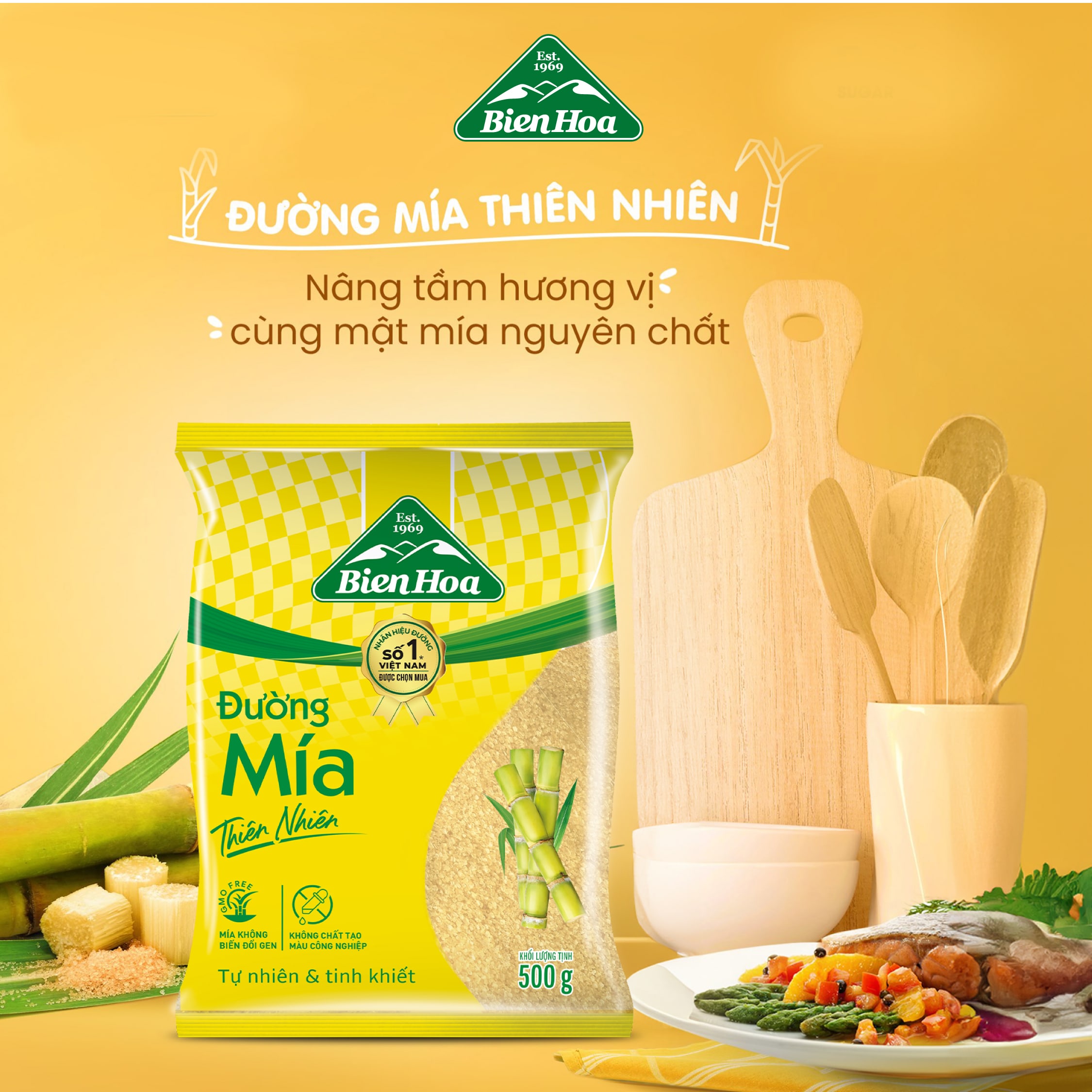 Mô tả Đường Mía Thiên Nhiên Biên Hòa 500G/túi - 1