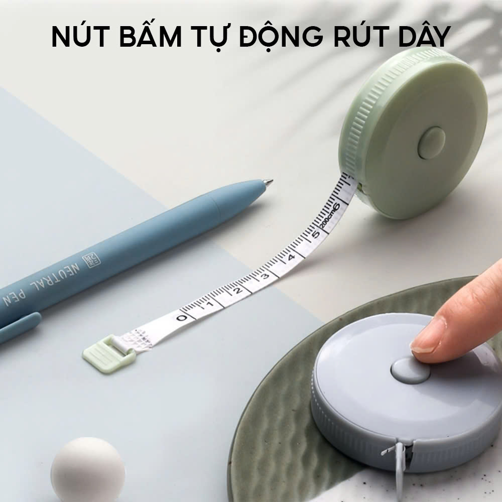 Mô tả Thước Dây Cuộn Mini Thu Rút Tự Động Hộp Tròn 1.5 Mét Đo Eo Vòng Bụng Chiều Cao Tiện Lợi Đo Quần Áo - 6