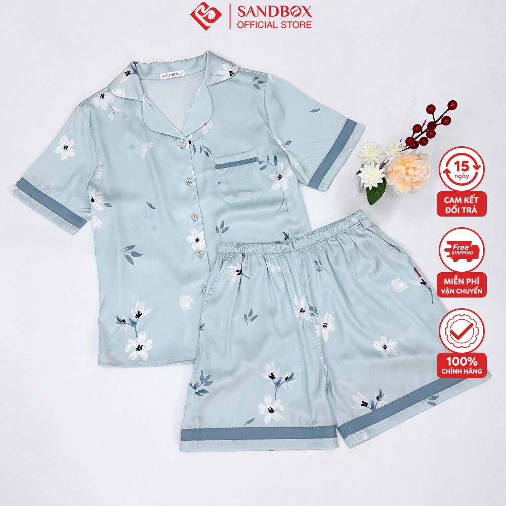 Mô tả Bộ Pijama Đùi Mặc Nhà SANDBOX Lụa Latin Cao Cấp, Thiết Kế Tinh Tế, Họa Tiết Độc Quyền(BLD25001) - 2