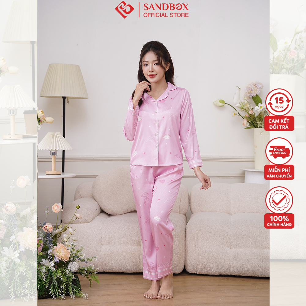 Mô tả Đồ Bộ Nữ Pijama Dài Tay SANDBOX Lụa Xước Cao Cấp Họa Tiết Nhẹ Nhàng, Sang Trọng (BPD24006) - 5