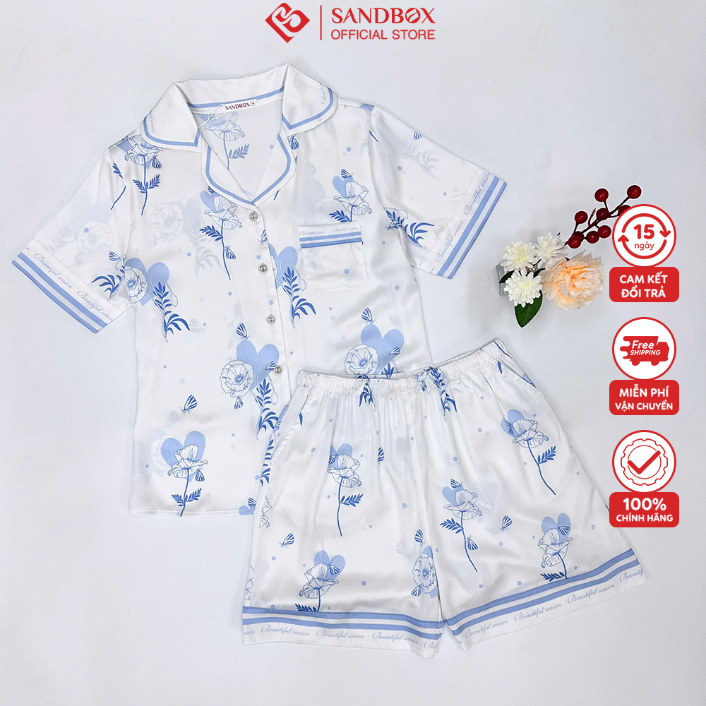 Mô tả Bộ Pijama Đùi Mặc Nhà SANDBOX Lụa Latin Cao Cấp, Thiết Kế Tinh Tế, Họa Tiết Độc Quyền(BLD25001) - 3