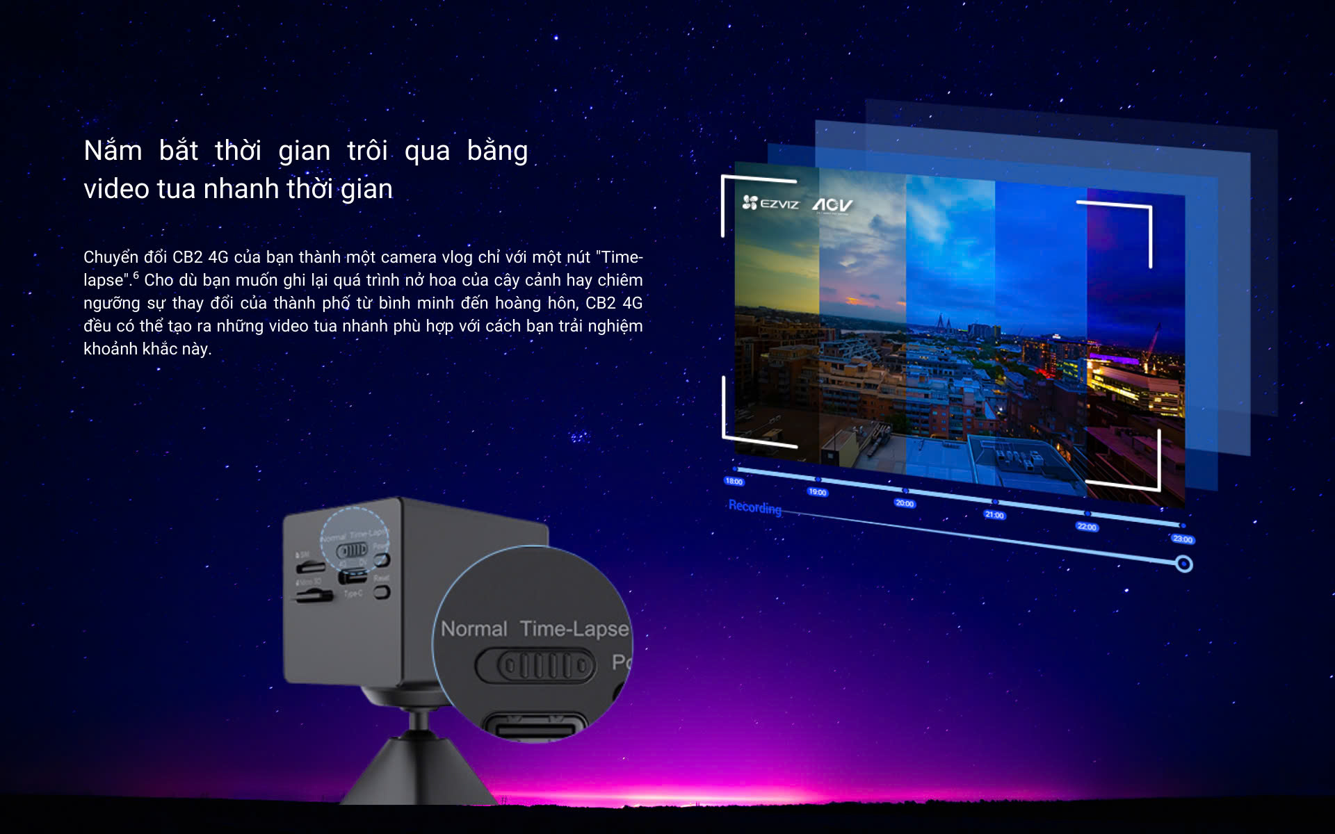 Mô tả Camera Wi-Fi EZVIZ CB2 Sử Dụng Sim 4G, Không Dây Pin Sạc 2000 mAh, Đầu Sạc Type-C - 6