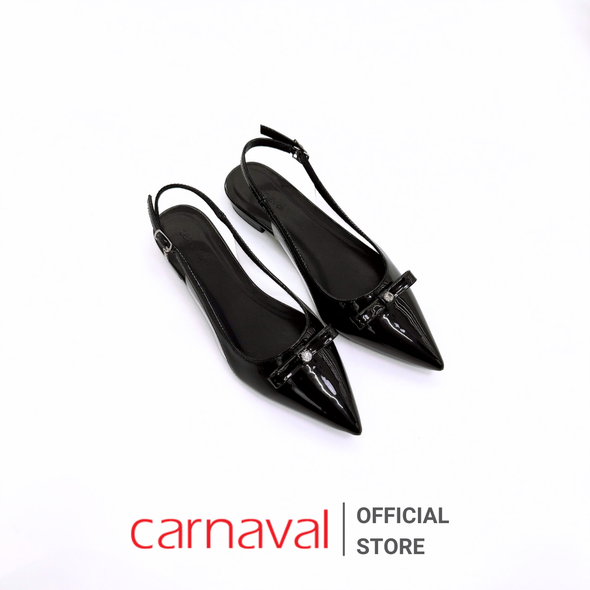 Mô tả Giày Cao Gót Đế Bệt 2cm Khuyết Eo Mika Mũi Nhọn Đính Nơ Carnaval Siêu Sang - VS123 - 1
