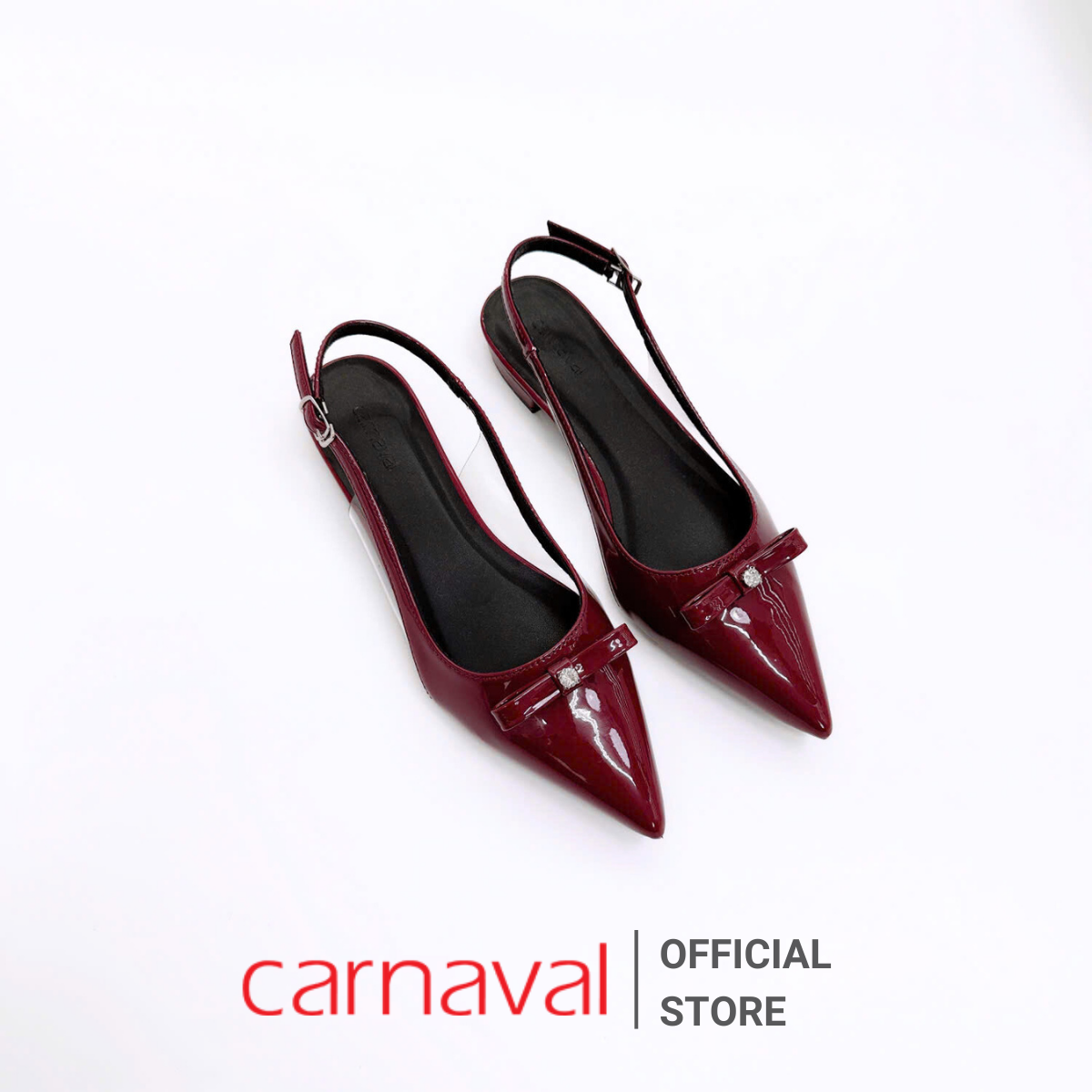 Mô tả Giày Cao Gót Đế Bệt 2cm Khuyết Eo Mika Mũi Nhọn Đính Nơ Carnaval Siêu Sang - VS123 - 3