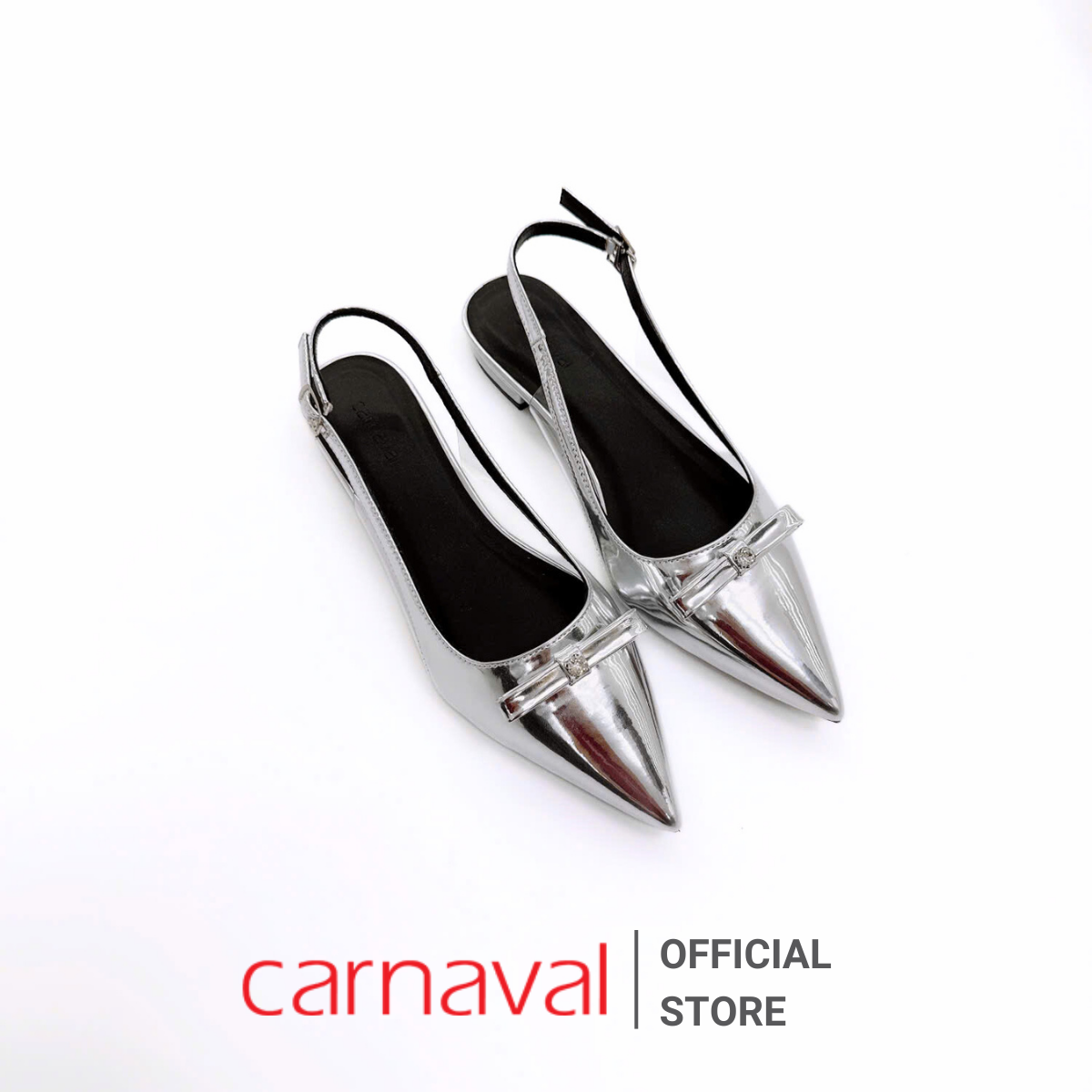 Mô tả Giày Cao Gót Đế Bệt 2cm Khuyết Eo Mika Mũi Nhọn Đính Nơ Carnaval Siêu Sang - VS123 - 2