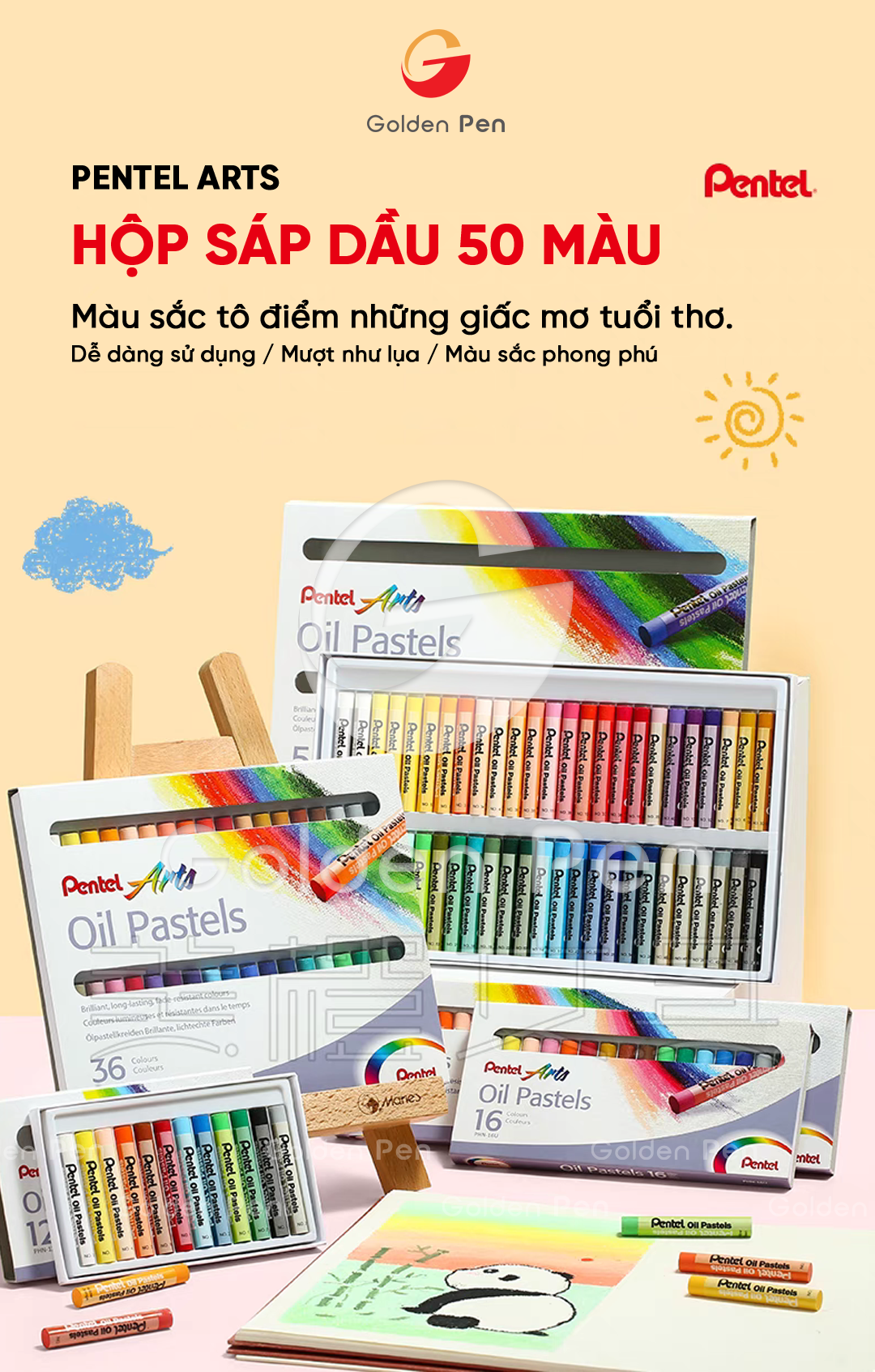 Mô tả Màu Sáp Dầu Pentel PHN – 48 Màu Tươi Sáng, Sáp Mềm, Dễ Tán, Lên Màu Mịn – Bộ Sáp Màu Chất Lượng - 1